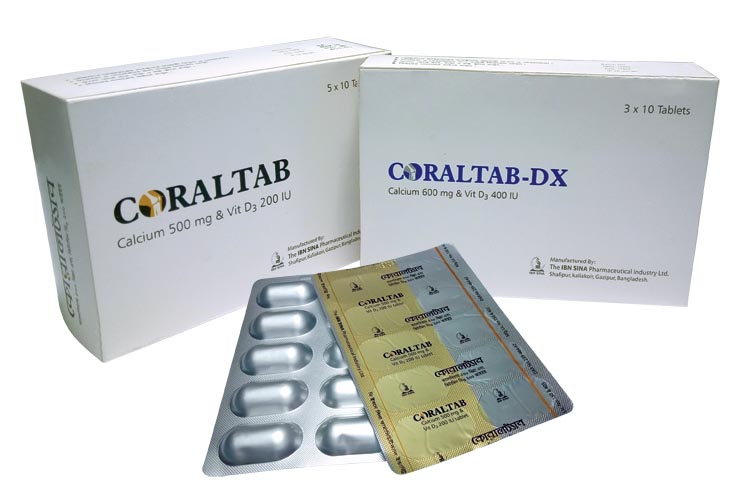 Tablet Coraltab Dx 600mg+400iu (30pcs)