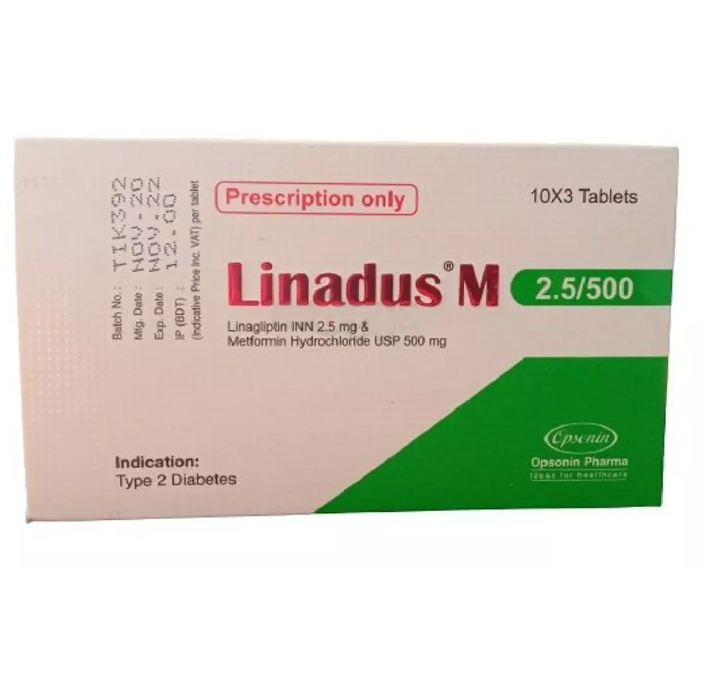 Tablet Linadus M 2.5mg+500mg  (30pcs)