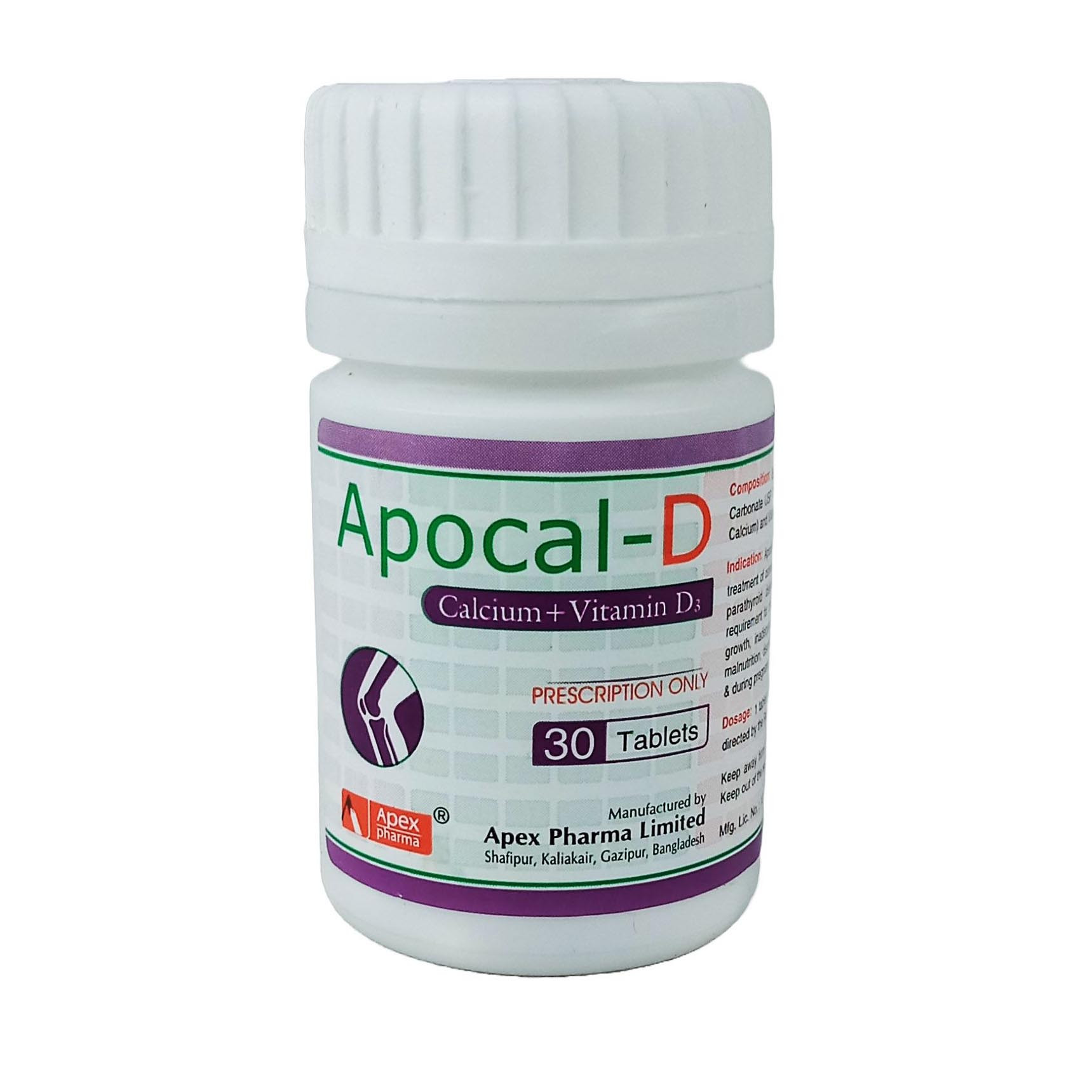 Tablet Apocal-D 500mg+200iu (30pcs)
