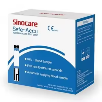 Sinocare Safe-Accu Blood Glucose Test Strip(25×1) (Blue)